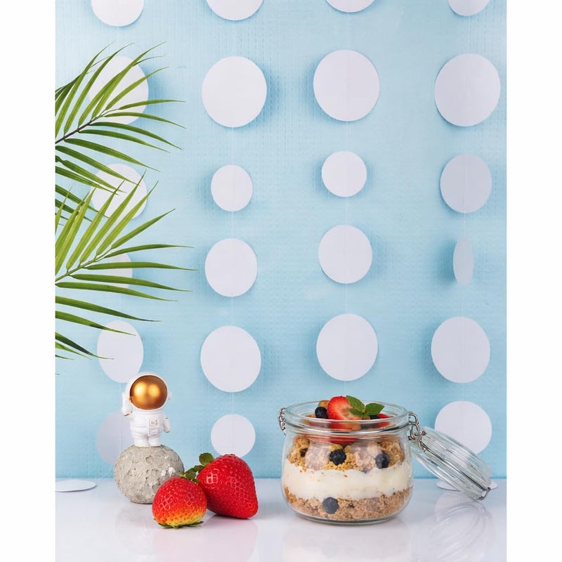 Weven White Paper Garland Circle Dot Party Banner Wall Streamers Backdrop Ceiling Hanging Decorations, 20 Feet in Total - Image 4